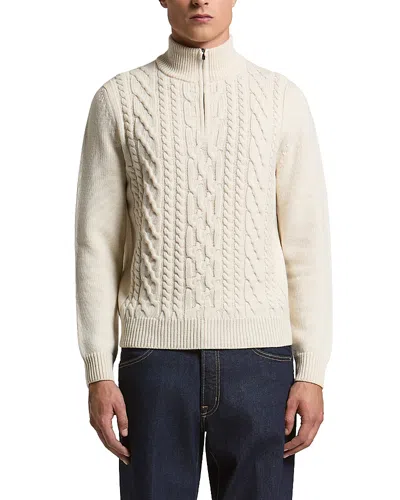 Peserico Wool Cable Knit Quarter Zip Sweater In Neutral