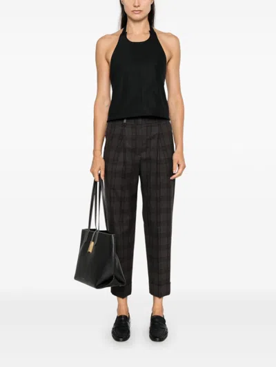 Peserico Wool Cropped Trousers In Brown