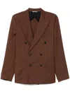 Peserico Wool Double-breasted Blazer In Brown
