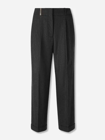 Peserico Wool Dress Trousers In Gray