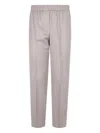 Peserico Elastic Waisted Pinstriped Lurex Flanell Trousers In Gray