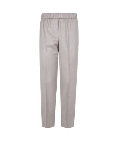 Peserico Wool Elasticated Straight Trousers In Gray