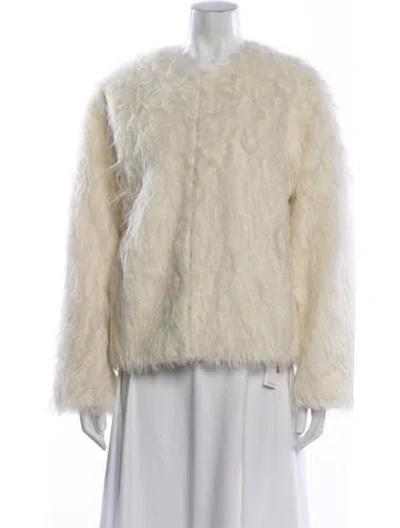 Pre-owned Peserico Wool Faux Fur Jacket In Neutral