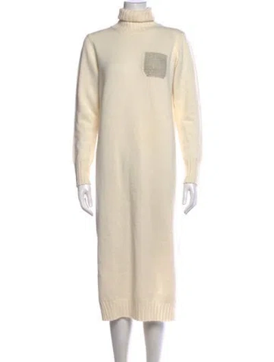 Pre-owned Peserico Wool Long Dress In Neutrals