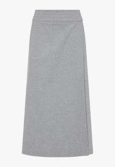 Peserico Wool Blend Midi Skirt In Gray
