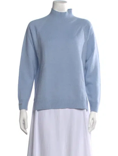 Pre-owned Peserico Wool Mock Neck Sweater In Blue