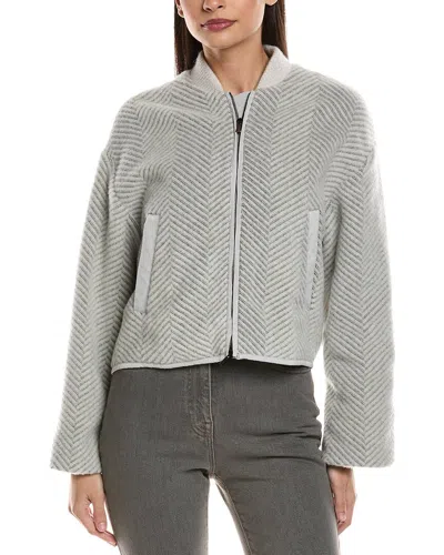 Peserico Wool, Mohair, & Silk-blend Fleece Jacket In Gray