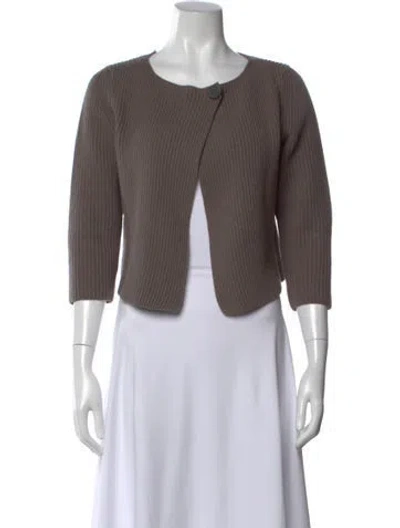 Pre-owned Peserico Wool Open Front Sweater In Brown