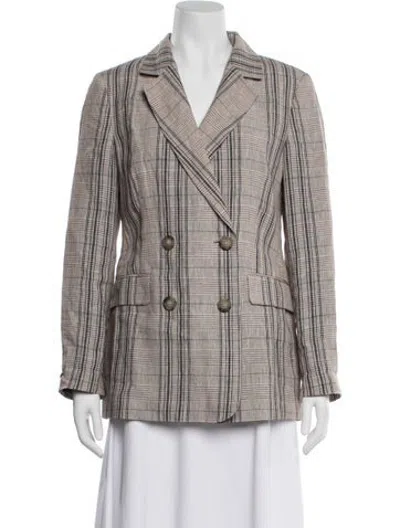 Pre-owned Peserico Wool Plaid Print Blazer In Neutrals