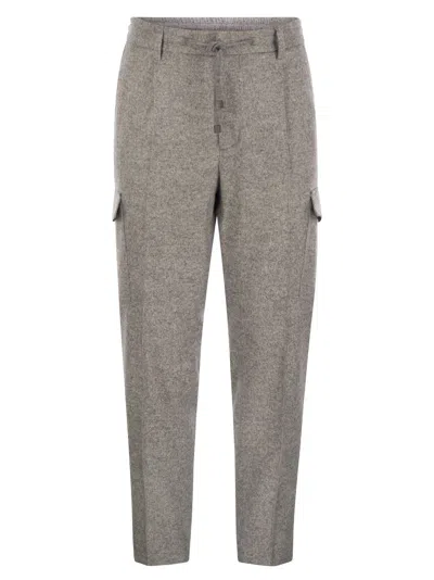 Peserico Men's Wool, Silk And Cashmere Jogger Trousers In Grey
