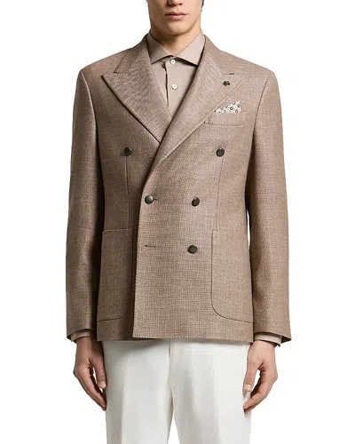 Peserico Double-breasted Peak-lapels Jacket In Brown
