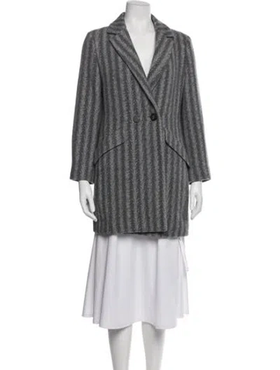 Pre-owned Peserico Wool Striped Coat In Gray