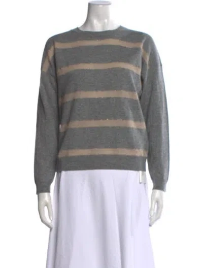 Pre-owned Peserico Wool Striped Sweater In Gray