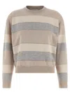 Peserico Striped Crew Neck Long Sleeve Knit Sweater In Multi