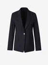 Peserico Wool Tailored Blazer In Midnight Blue