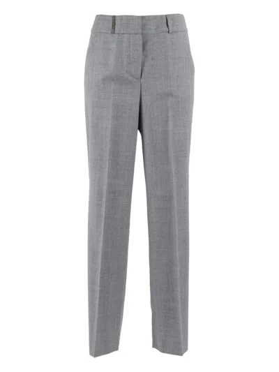 Peserico Striped Casual Pants In Gray