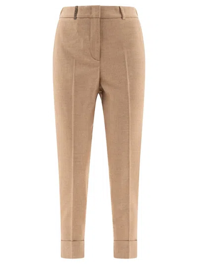 Peserico Wool Trousers With Punto Luce In Beige