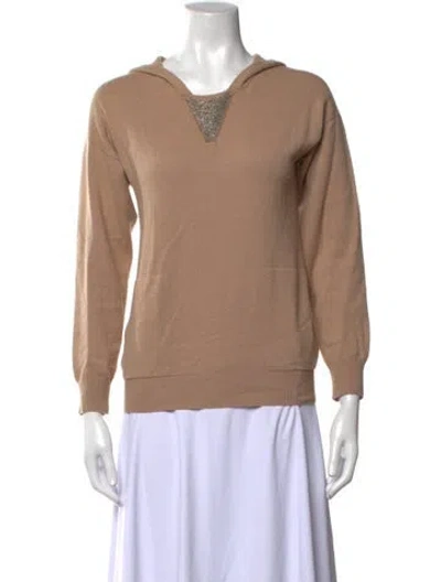 Pre-owned Peserico Wool V-neck Hoodie In Neutrals