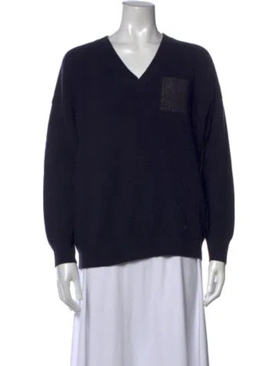 Pre-owned Peserico Wool V-neck Sweater In Blue