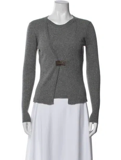 Pre-owned Peserico Wool V-neck Sweater In Gray