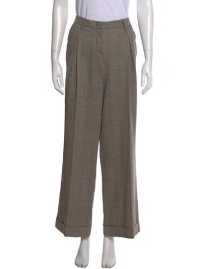 Pre-owned Peserico Wool Wide Leg Pants In Brown