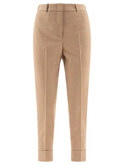 Peserico Wool With Punto Luce Trousers In Beige