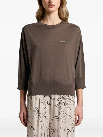 Peserico Wool Yarn Sweater In Brown