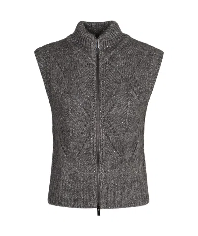 PESERICO LEAF STITCH SEQUIN SLEEVELESS VEST