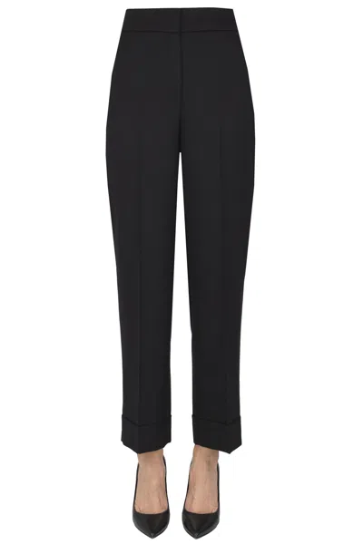 Peserico Wool-blend Trousers In Black