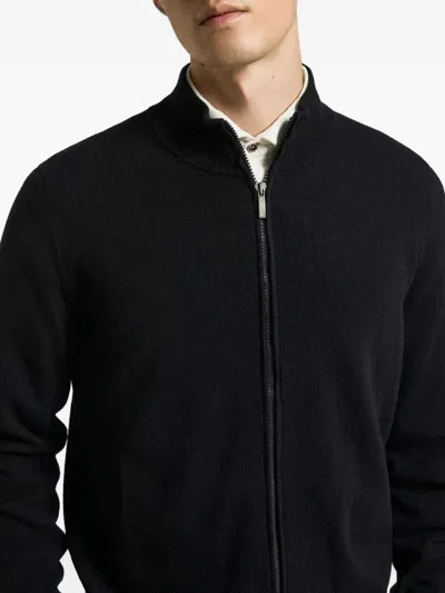 Peserico Wool-cashmere Zip-up Cardigan In Black