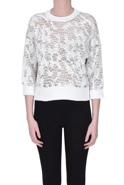 Peserico Woven Knit Pullover In Ivory