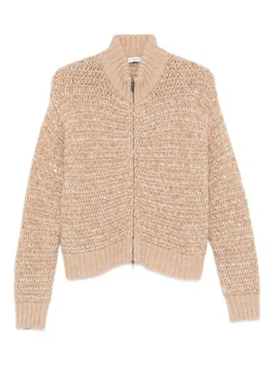 Peserico Zip-fastening Cardigan In Neutral