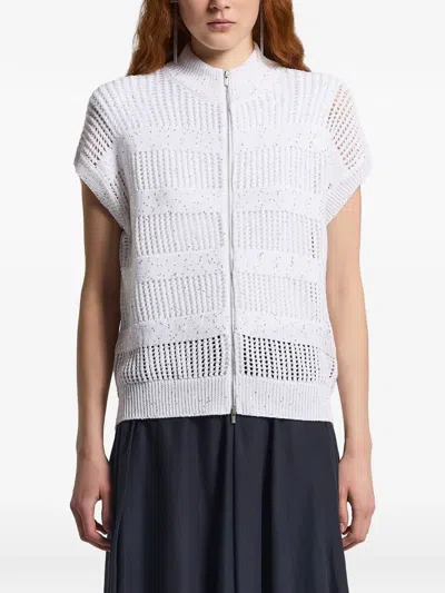 Peserico Zip Fastening Open Knit Knitwear In White