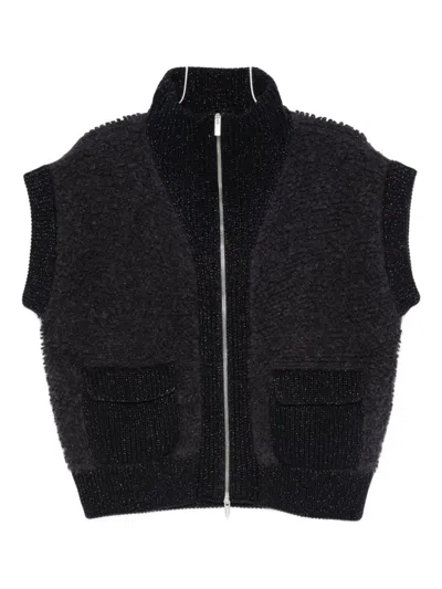 Peserico Zip-front Pocket Cardigan In Black