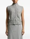 Peserico Zip-front Sleeveless Cardigan In Gray