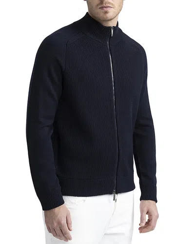 Peserico Zip Front Sweater In Inkwell Blue