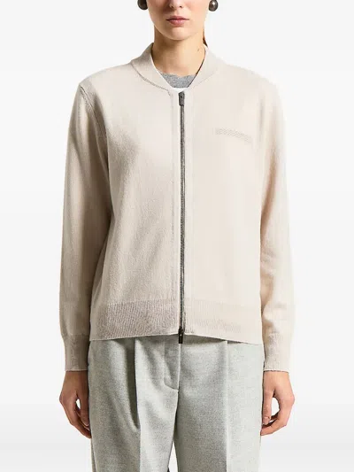 Peserico Zip Knitted Top In Neutral