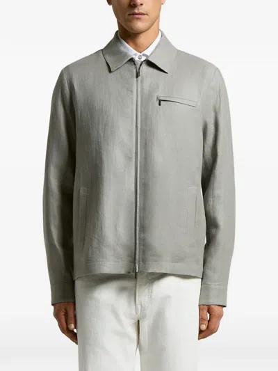 Peserico Zip Patch-pocket Jacket In Gray