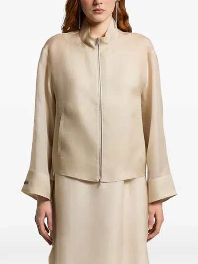 Peserico Zip Pocket Coat In Neutral