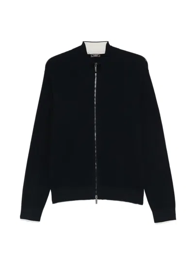 Peserico Zip Ribbed Knitwear In Black