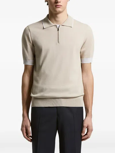 Peserico Zip Short-sleeve Polo In Neutral