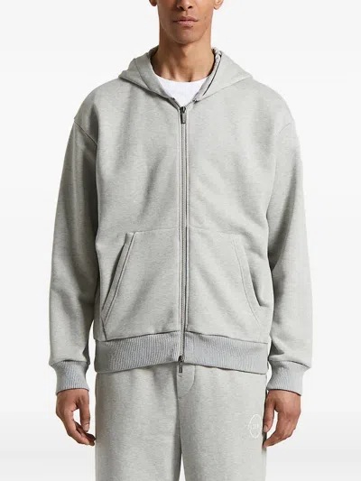 Peserico Zip-up Hooded Sweatshirt In Gray