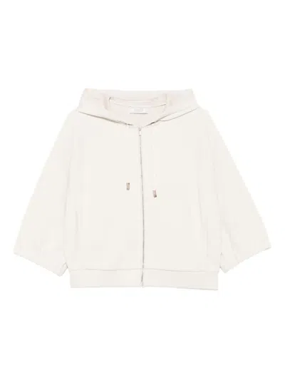 Peserico Beige Sweatshirt With Hood In White