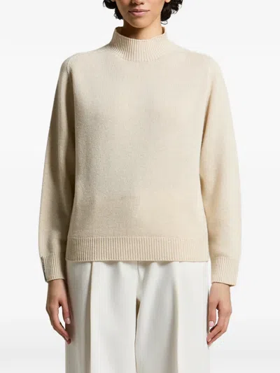 Peserico Zip-cuff High-neck Sweater In Neutral