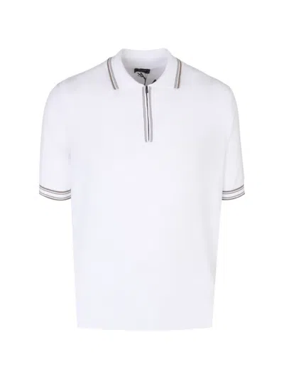 Peserico Zip-fastening Striped-trim Polo Shirt In White