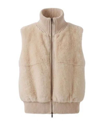 Peserico Zipped Gilet In Neutral