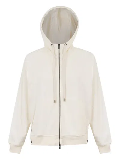 Peserico Zipped Hoodie In Neutral