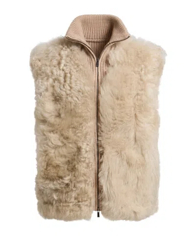 Peserico Zippered Vest In Brown