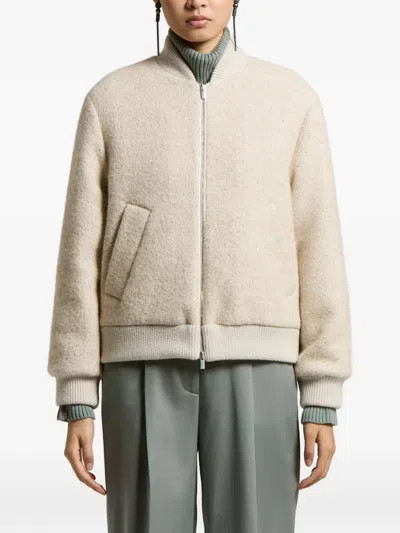 Peserico Zip-up Bomber Jacket In Neutral