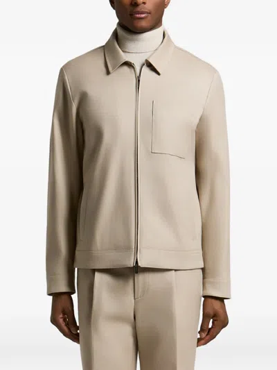 Peserico Zip-up Chest-pocket Jacket In Neutral